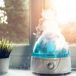 Air humidifier moistens dry air in the home.