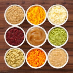 Nine Mashed foods.